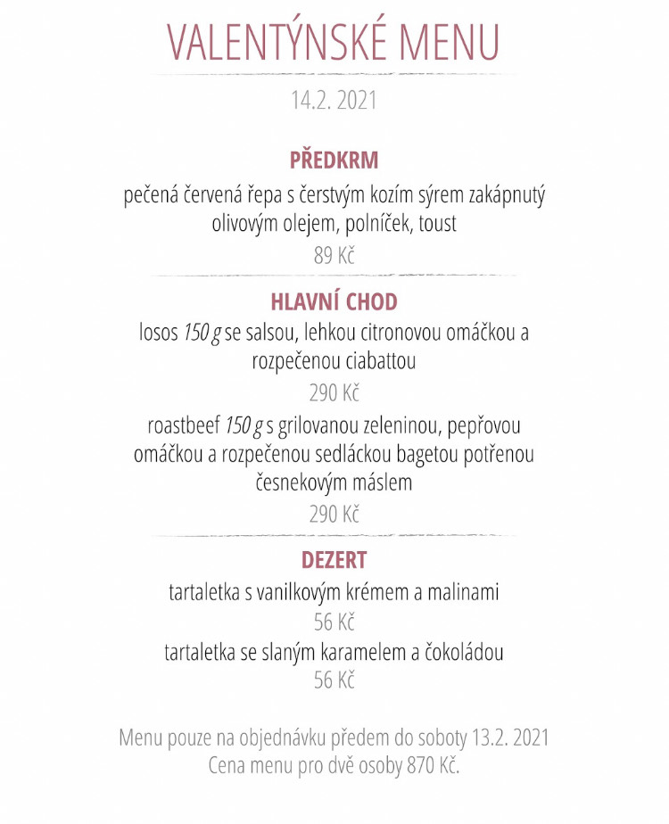 Valentýnské menu