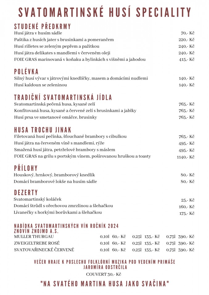 Svatomartinské hody – Moravská restaurace