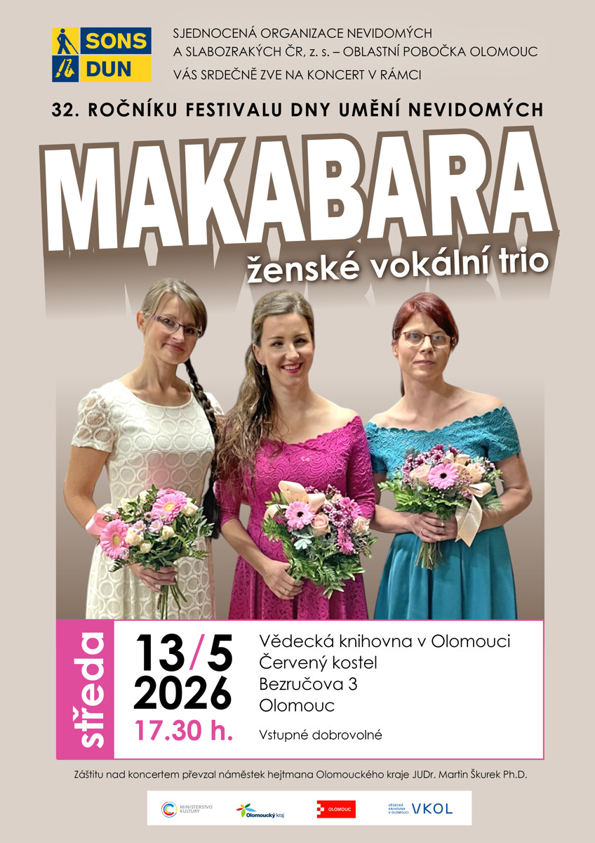 Dny umění nevidomých: Koncert vokálního tria MAKABARA
