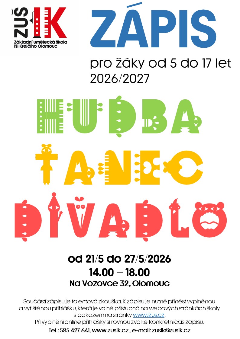 Zápis pro žáky od 5 do 17 let