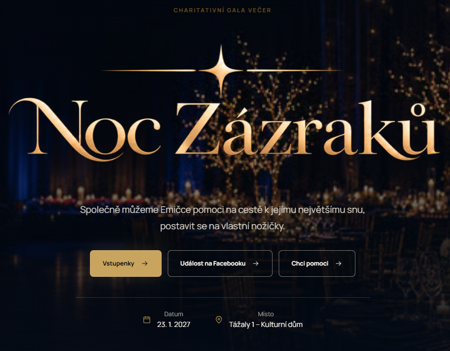Noc Zázraků – charitativní ples pro Emičku