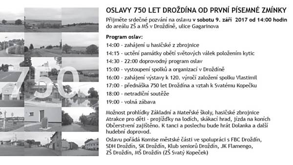 Oslavy 750. výročí od první písemné zmínky o Droždínu