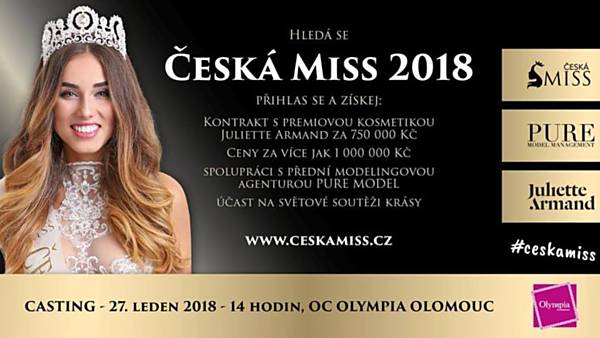 Česká Miss 2018 - casting