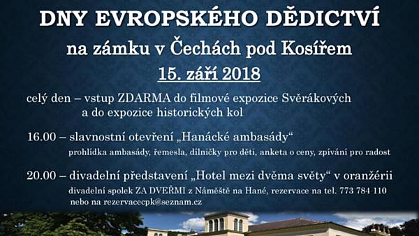Dny evropského dědictví na zámku v Čechách pod Kosířem