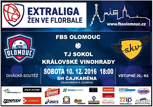 Florbalistky FBS Olomouc nastoupí v Čajkaréně proti Sokolu Královské Vinohrady.