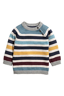 Pletený bavlněný svetr, dostupný ve velikostech 68–98 (599 korun) 