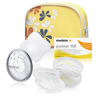 Praktická taštička do porodnice značky Medela - obsahuje vše nezbytné pro preventivní péči o prsa (cena: 400 korun)